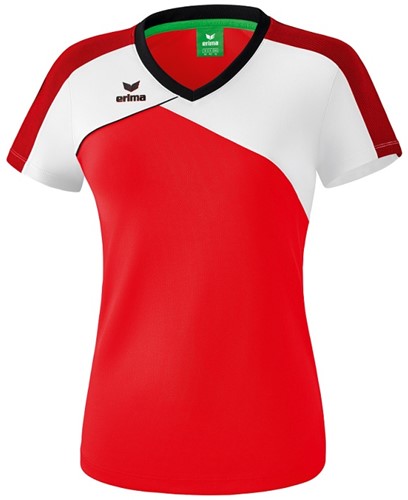 Erima Dames T-shirt PremOne 2.0 km, mt 42, rood/wit/zwart