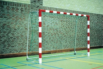 Ras Stel handbaldoelen vrijst. 3x2 m, rood/wit, vaste netbeugels