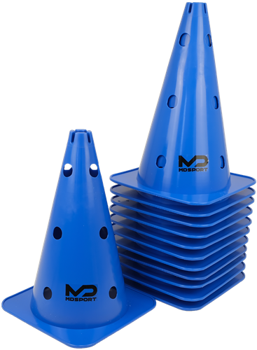 MDsport - Multifunctionele afbakenkegel - 40 cm - Set van 12 - Blauw