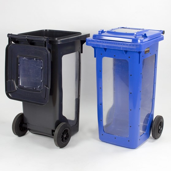 Container 240 liter - 580x740x1071 mm - Incl. 3 transparante zijden ...