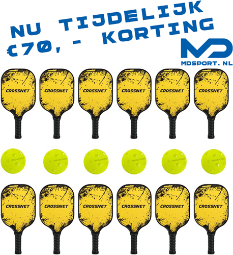Crossnet - Pickleball schoolset - Set van 12 rackets en 6 ballen