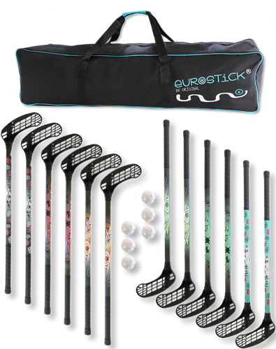 Eurostick - Unihockeys set - Inclusief draagtas - Wild & Crazy - Premium set