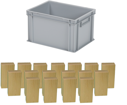 Houten blokken set met opbergbox - Groen