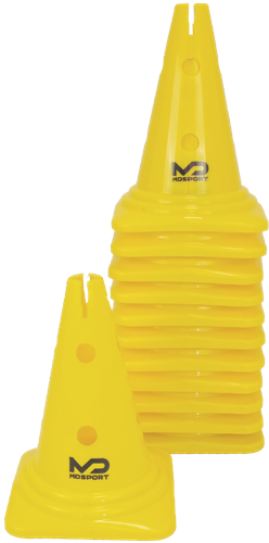 MDsport - Multifunctionele afbakenkegel - 30 cm - Set van 12 - Geel