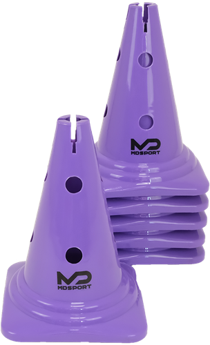 MDsport - Multifunctionele afbakenkegel - 30 cm - Set van 6 - Paars