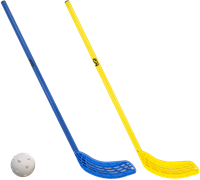MDsport - Unihockeystick - Basis - Set - 2 sticks + 1 bal - Blauw / Geel